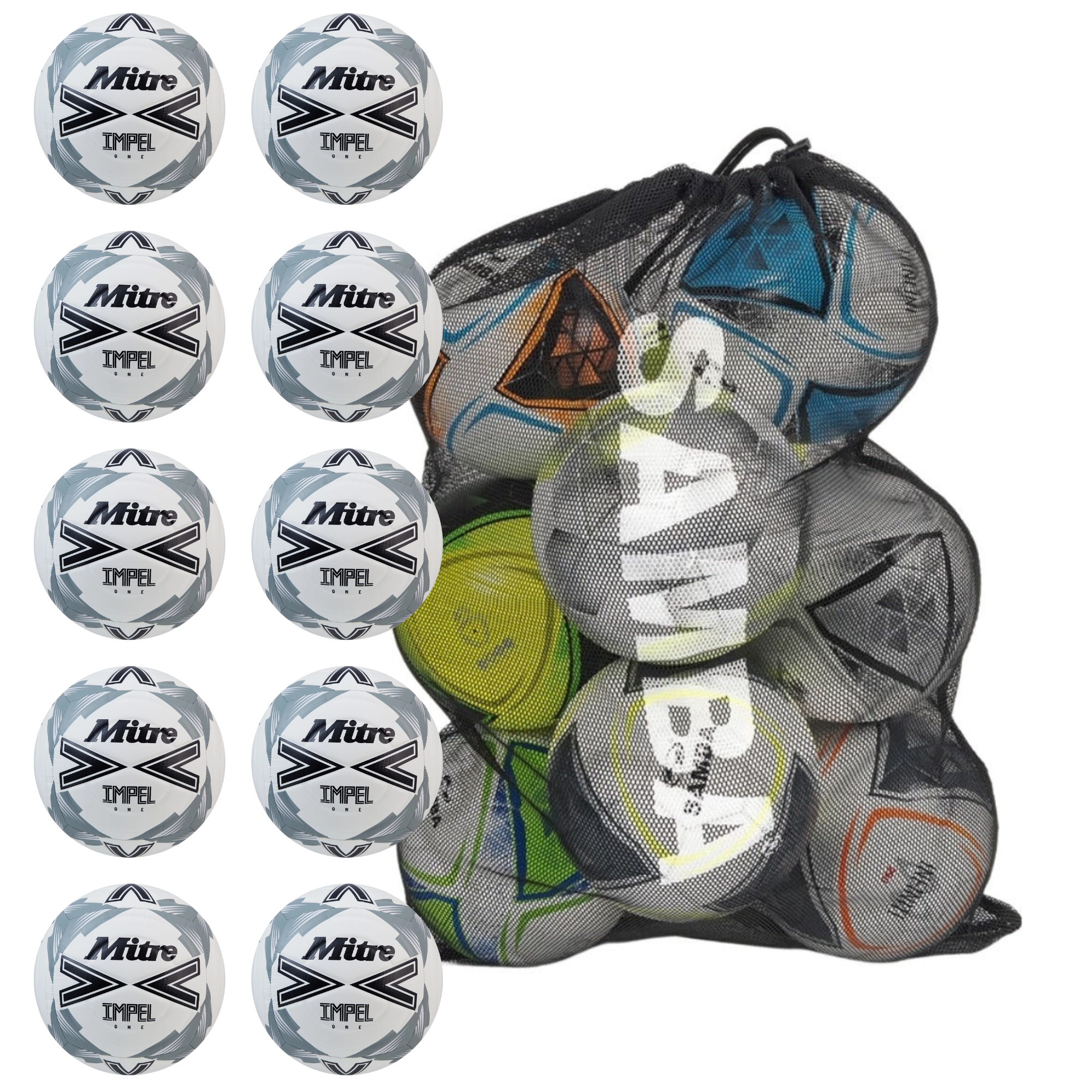Mitre Impel White Football - Bundle (x10)