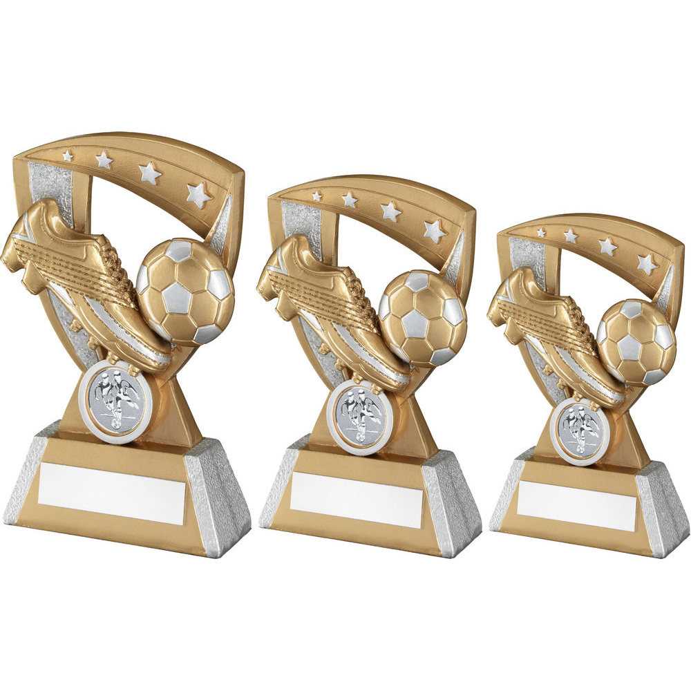 Football and Boot on Shield Trophy
