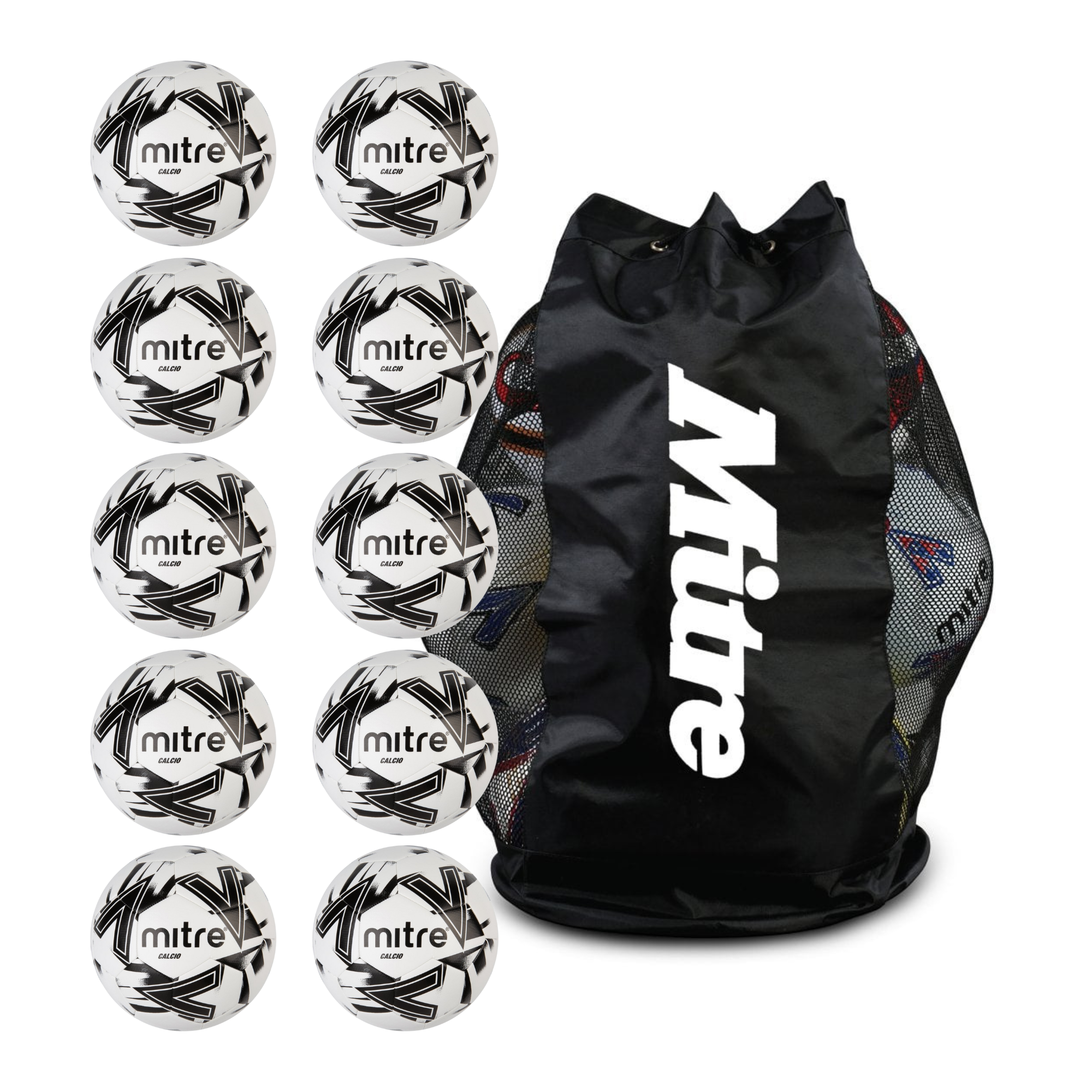 Mitre Calcio 2.0 White Football Bundle (x10)