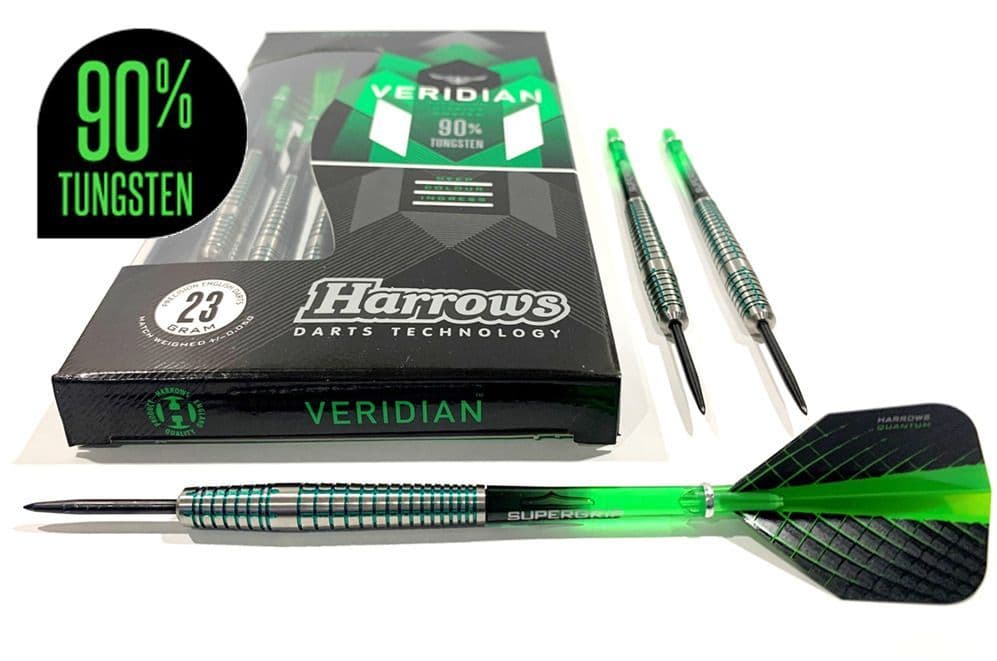 Harrows Veridian 90% Tungsten Steel Tip Darts - Black Titanium 23 or 26gms