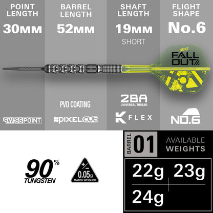 Luke Littler 'Nuke' Fallout SP Steel Tip Darts