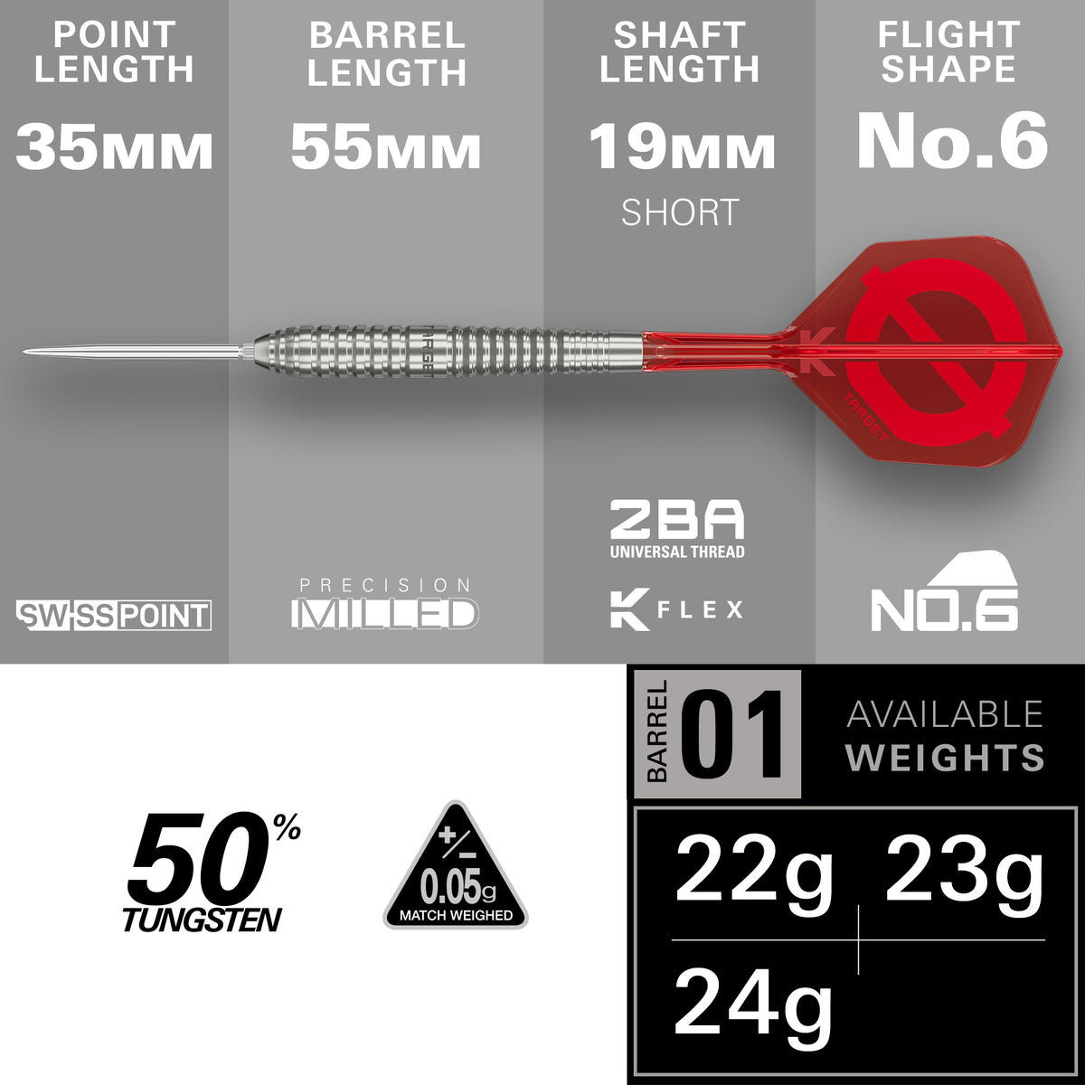 Target Group O Model 01 SP Steel Tip Darts