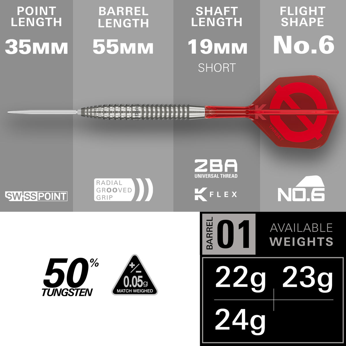 Target Group O Model 02 SP Steel Tip Darts