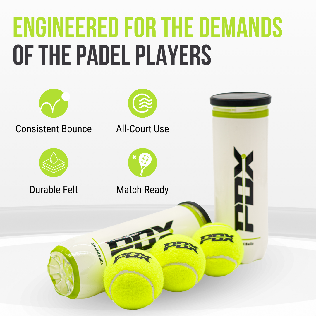 PDX Padel Balls Pack of 3 | High Performance | Durable Felt | Indoor Outdoor - Queensferry Sports