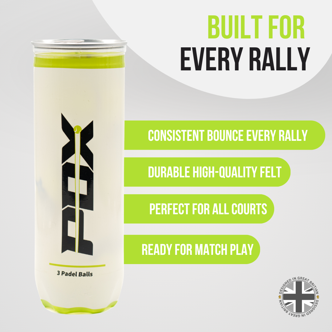 PDX Padel Balls Pack of 3 | High Performance | Durable Felt | Indoor Outdoor - Queensferry Sports
