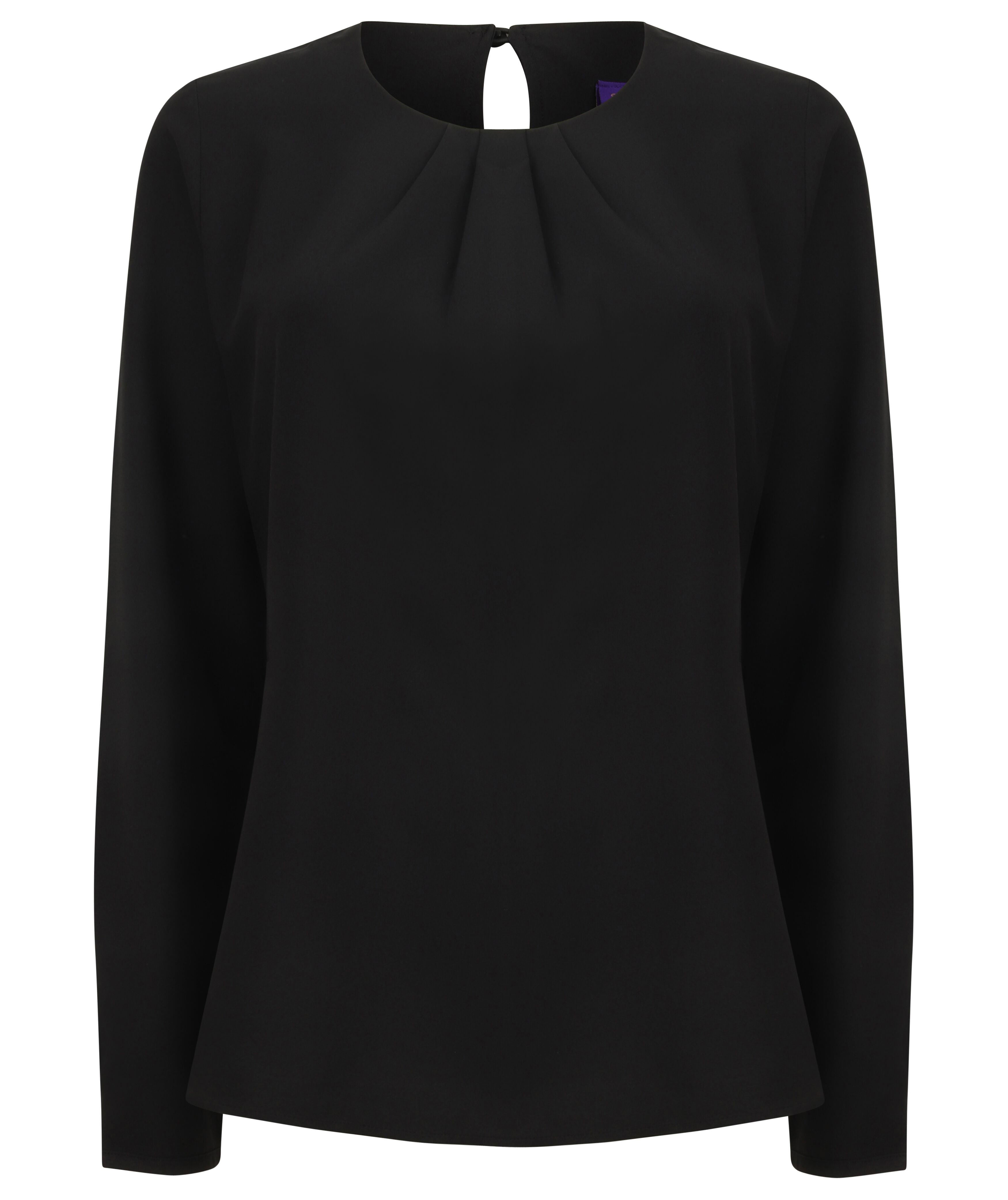 Henbury Ladies Pleat Front Long Sleeve Blouse