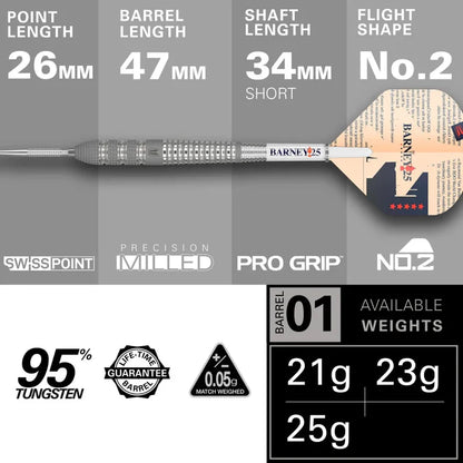 Raymond Van Barneveld 'Barney 25' 95% Tungsten Steel Tip Darts