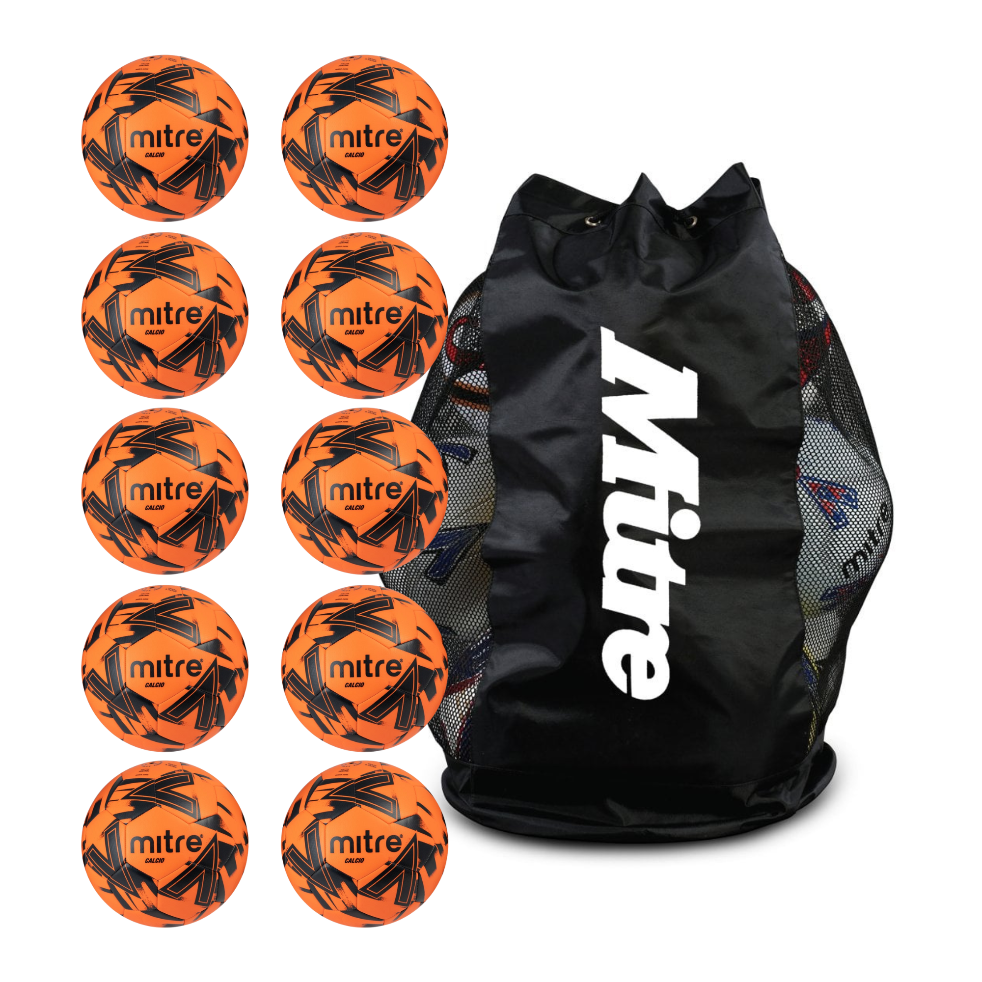 Mitre Calcio 2.0 Orange Football Bundle (x10)