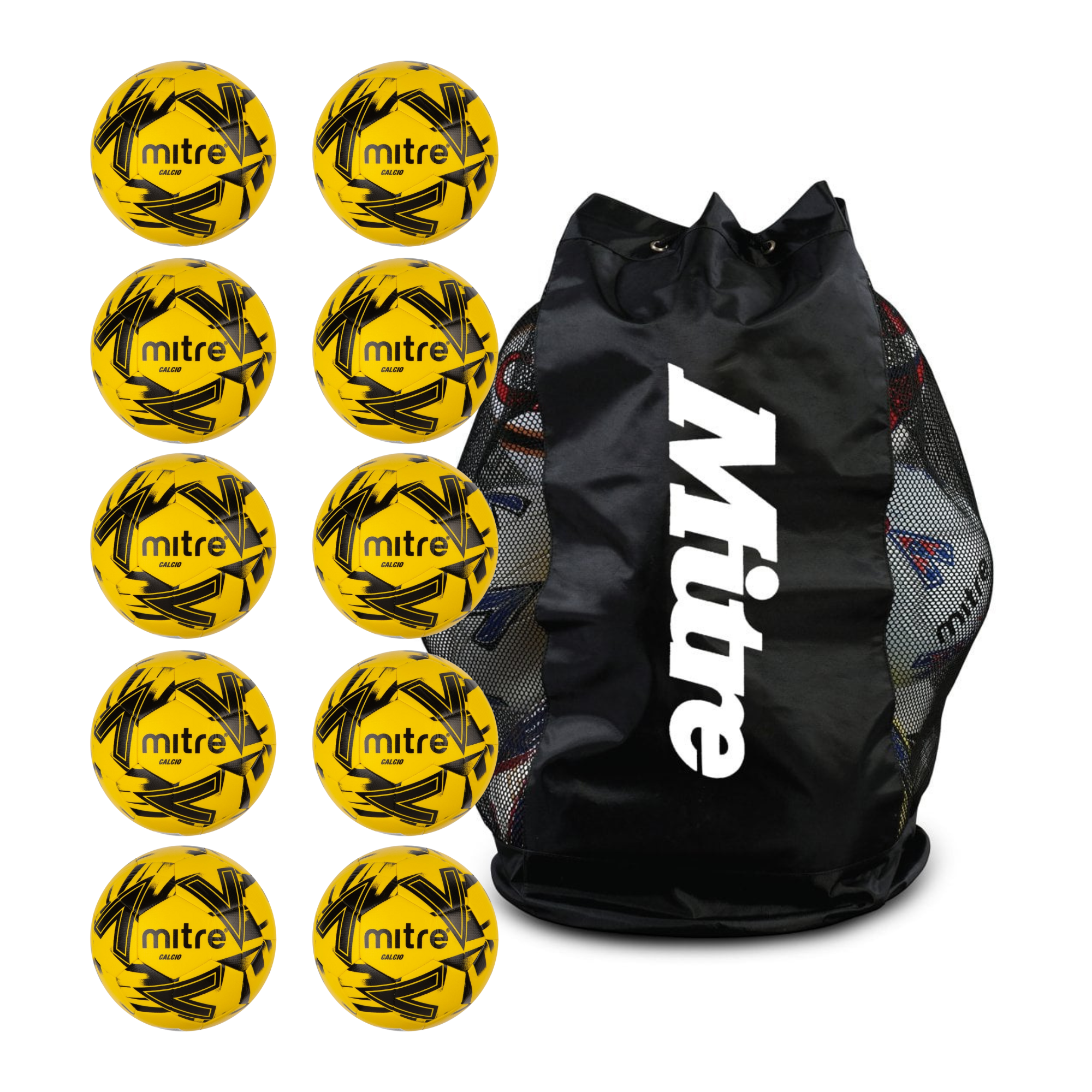 Mitre Calcio 2.0 Yellow Football Bundle (x10)