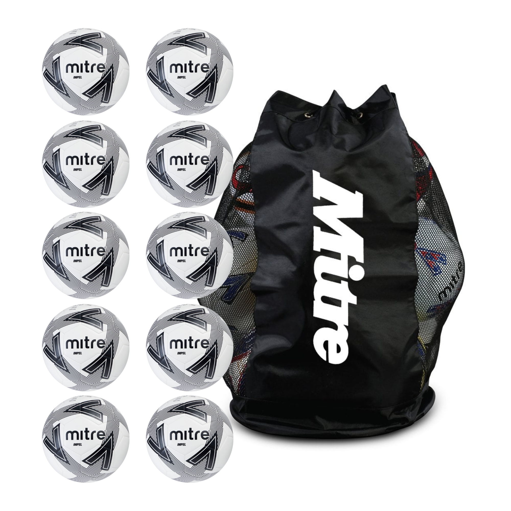 Mitre Impel White Football - Bundle (x10)