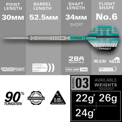 Hydro 03 90% Tungsten Steel Tip Darts