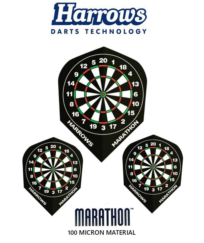 Dart Flights HARROWS MARATHON Standard Shape EXTRA STRONG 100 MICRON 9 flights