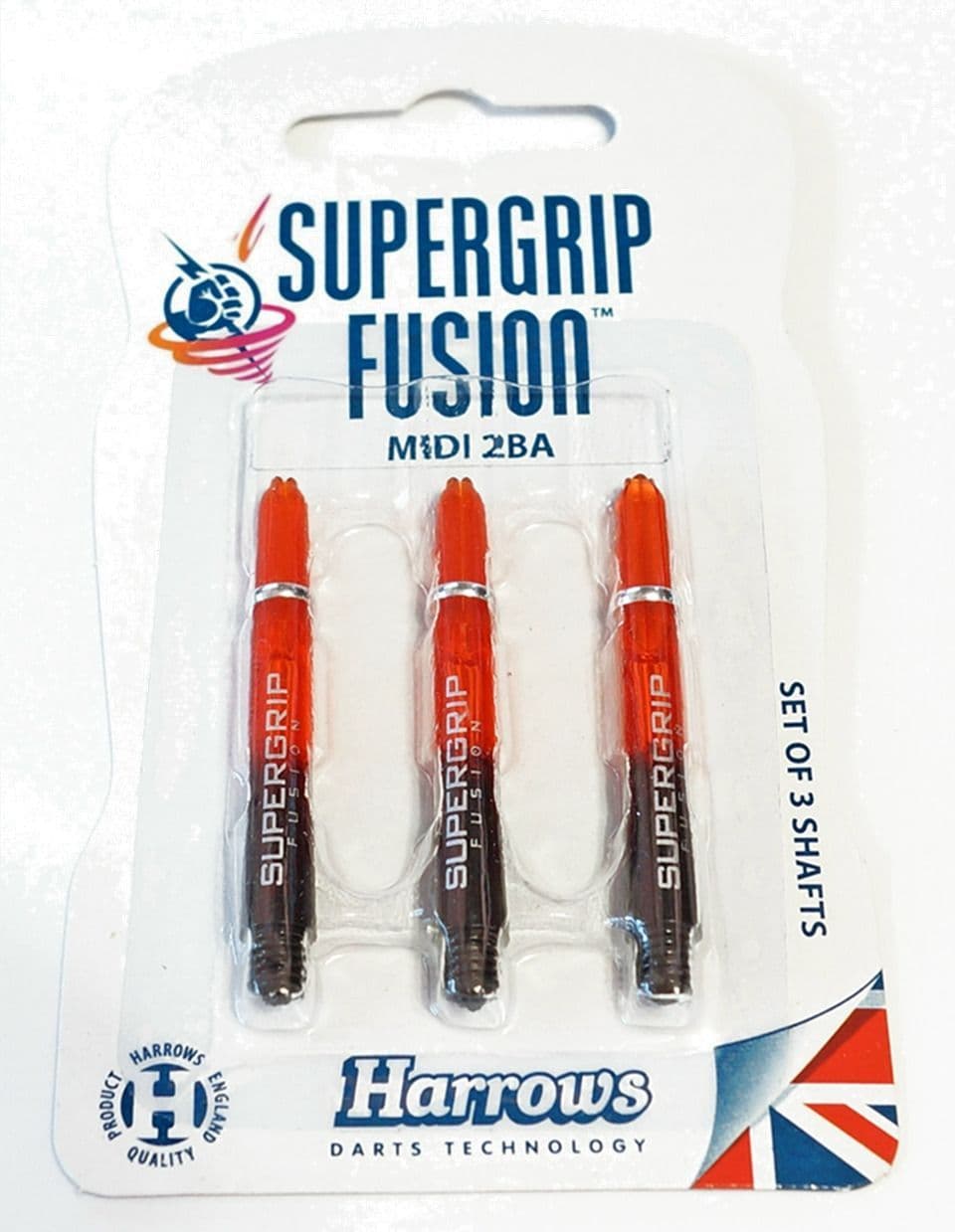 Harrows Supergrip Fusion Midi 2BA Dart Stems/Shafts Two Tone Transparent