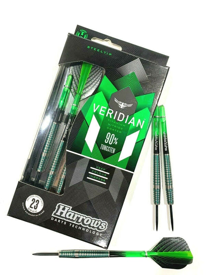 Harrows Veridian 90% Tungsten Steel Tip Darts - Black Titanium 23 or 26gms