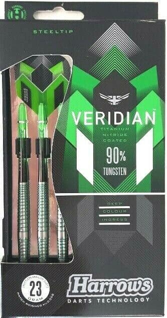 Harrows Veridian 90% Tungsten Steel Tip Darts - Black Titanium 23 or 26gms