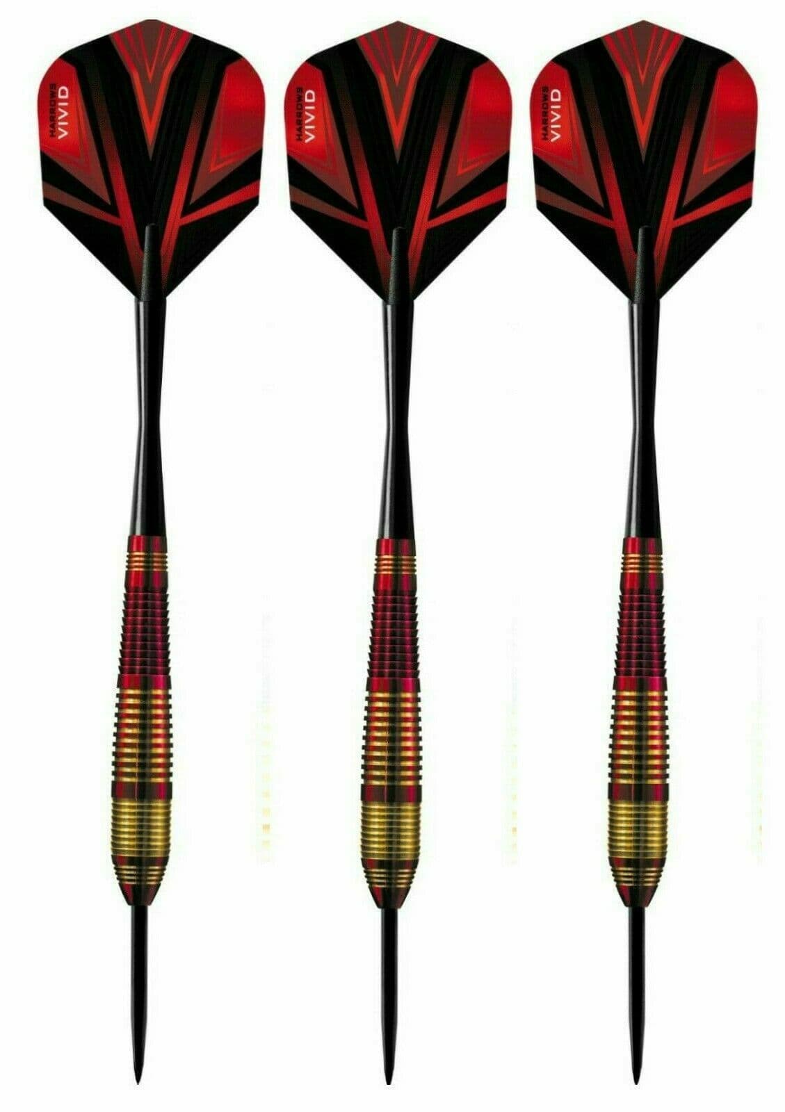 Harrows Vivid Dart Set - Brass Barrel Steel Tip RED 24G  with FREE  FLIGHTS